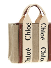 Chloé Shopper Woody Small — Brown Canvas Shoulder Bag