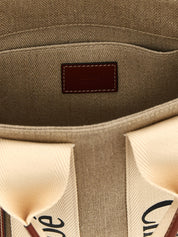 Chloé Shopper Woody Small — Brown Canvas Shoulder Bag