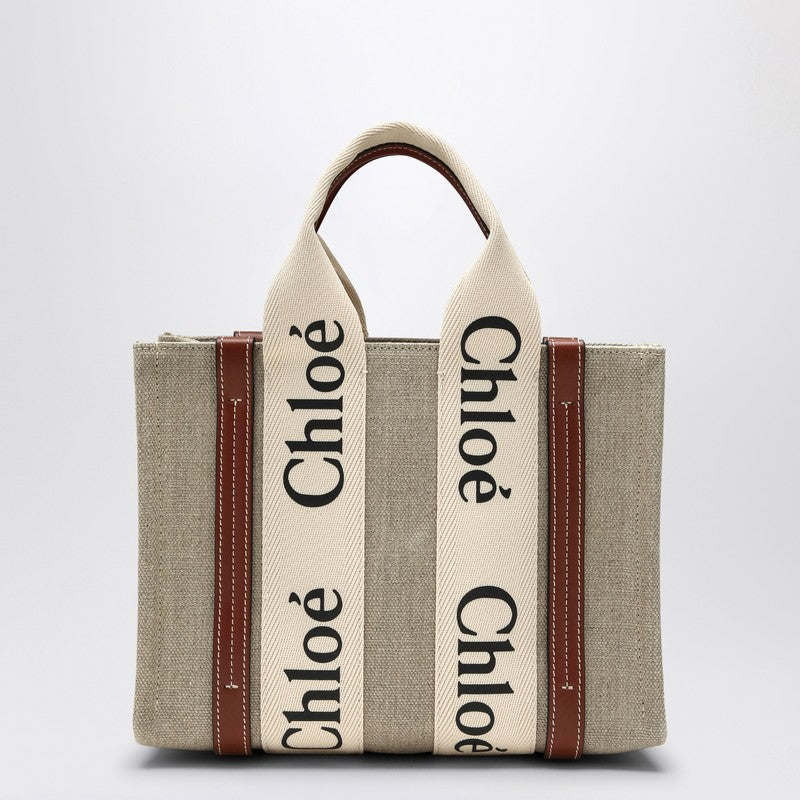 Chloé Woody little bag in beige canvas