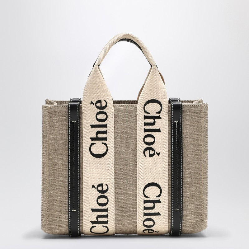 Chloé Woody little bag in beige canvas