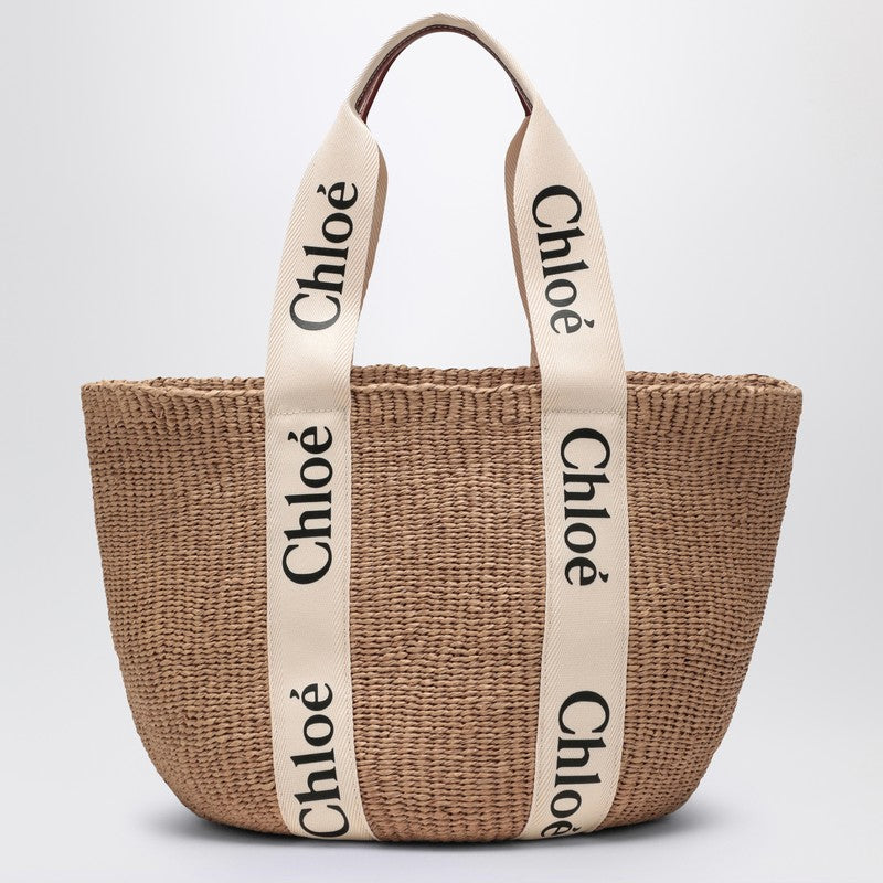 Chloé Woody large basket bag with white ribbon