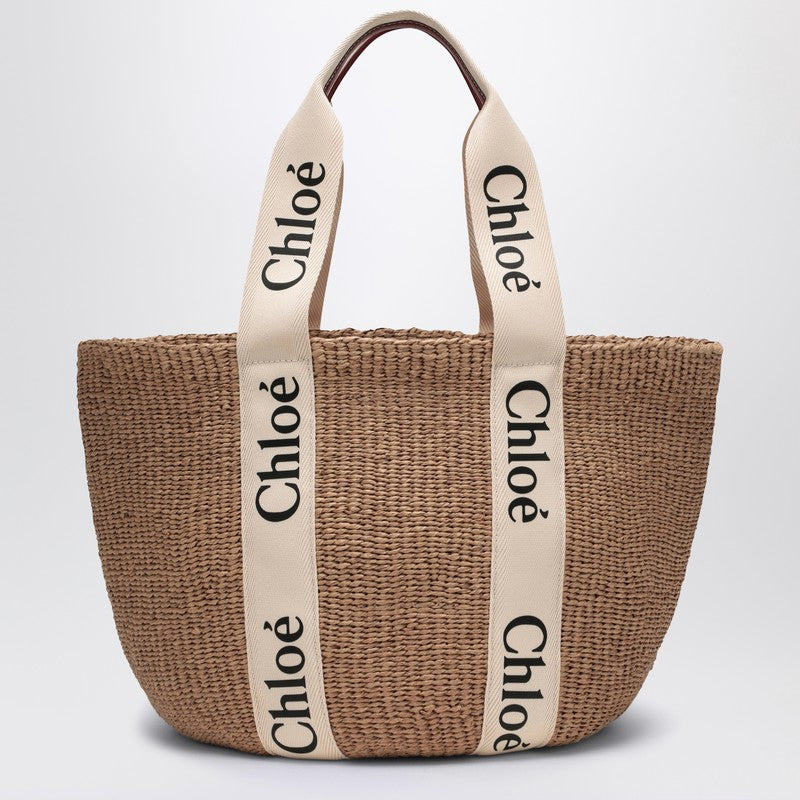 Chloé Woody large basket bag with white ribbon