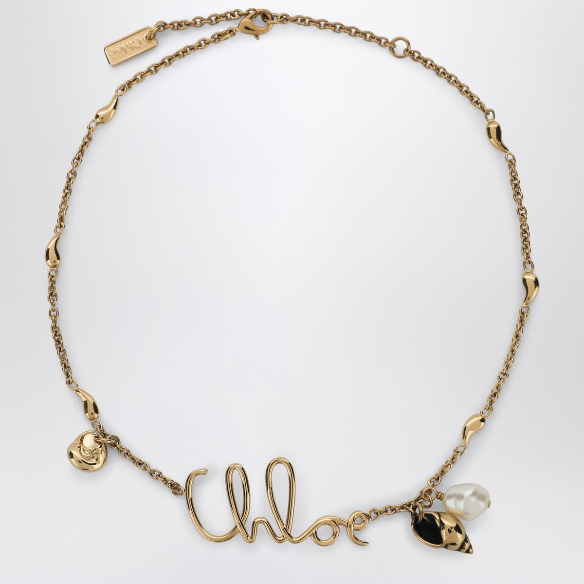 Chloé Iconic necklace with Shells charms in vintage gold brass