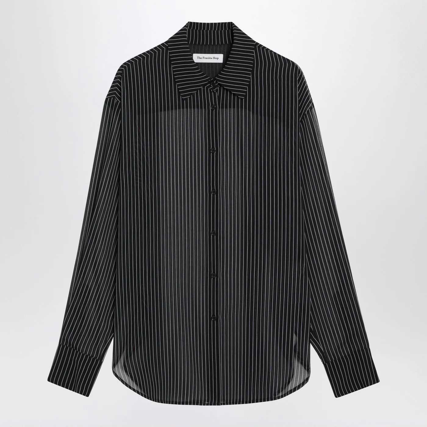 The Frankie Shop Black Peri Semi-Sheer Striped Shirt