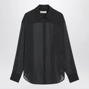 The Frankie Shop Black Peri Semi-Sheer Striped Shirt