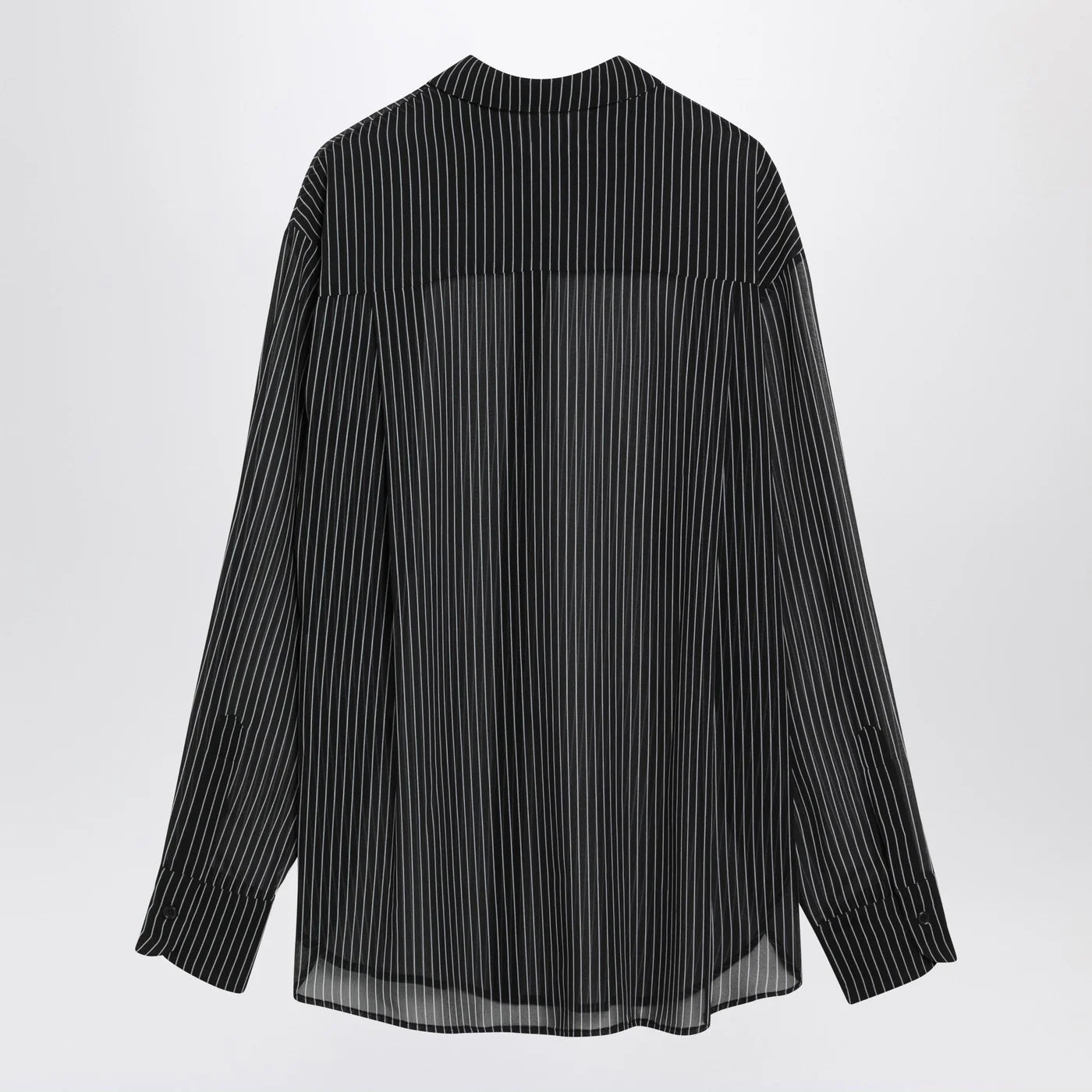 The Frankie Shop Black Peri Semi-Sheer Striped Shirt