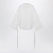 The Frankie Shop Verlin sheer chiffon shirt with tie cuffs in white