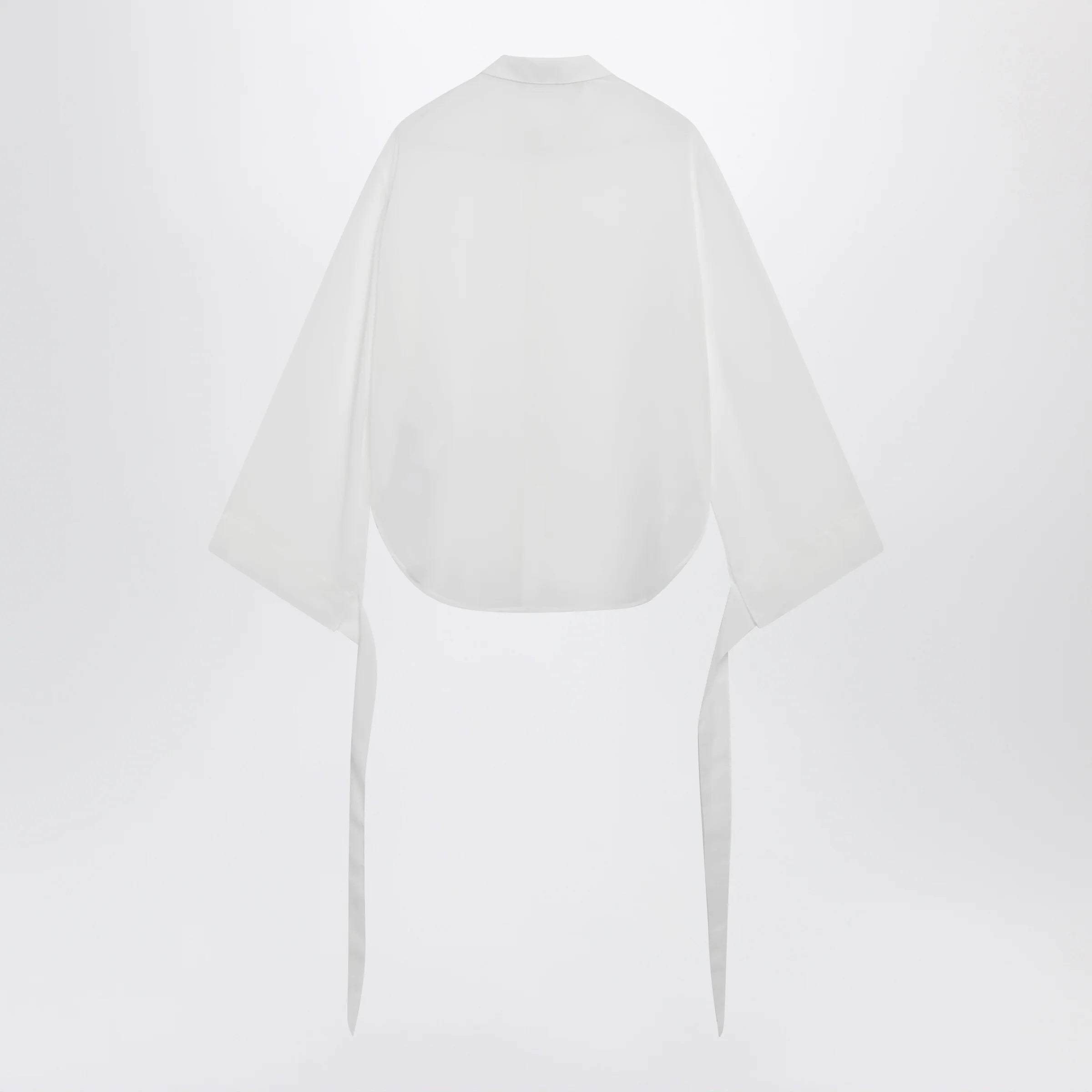 The Frankie Shop Verlin sheer chiffon shirt with tie cuffs in white