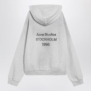 Acne Studios Pale grey mélange hoodie with logo