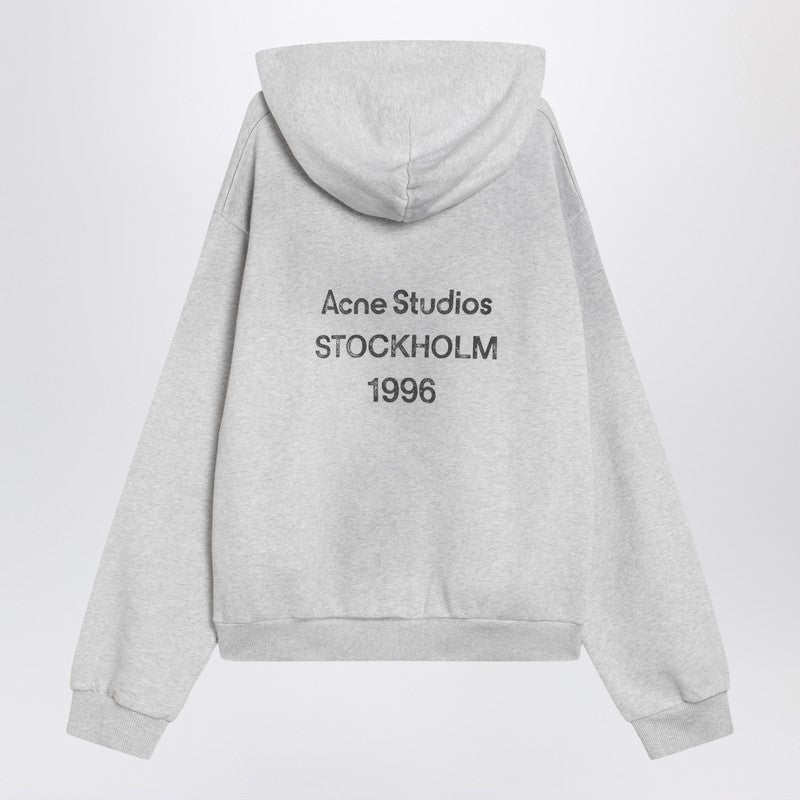 Acne Studios Pale grey mélange hoodie with logo
