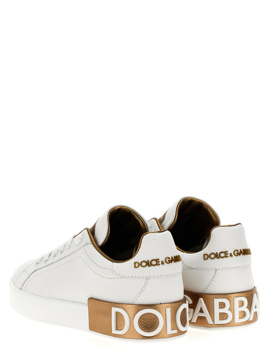 Dolce & Gabbana Portofino Sneakers — Gold Women’s Shoes