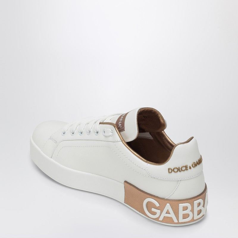 Dolce & Gabbana Dolce&Gabbana White/gold Portofino sneakers in leather