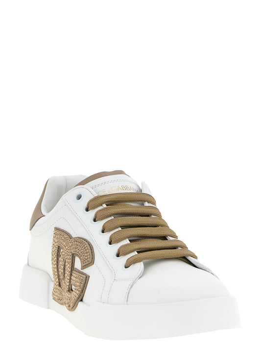 Dolce & Gabbana Portofino Sneakers — Beige Women’s Shoes