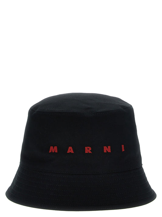 Marni Logo Embroidery Bucket Hat — Men's Black