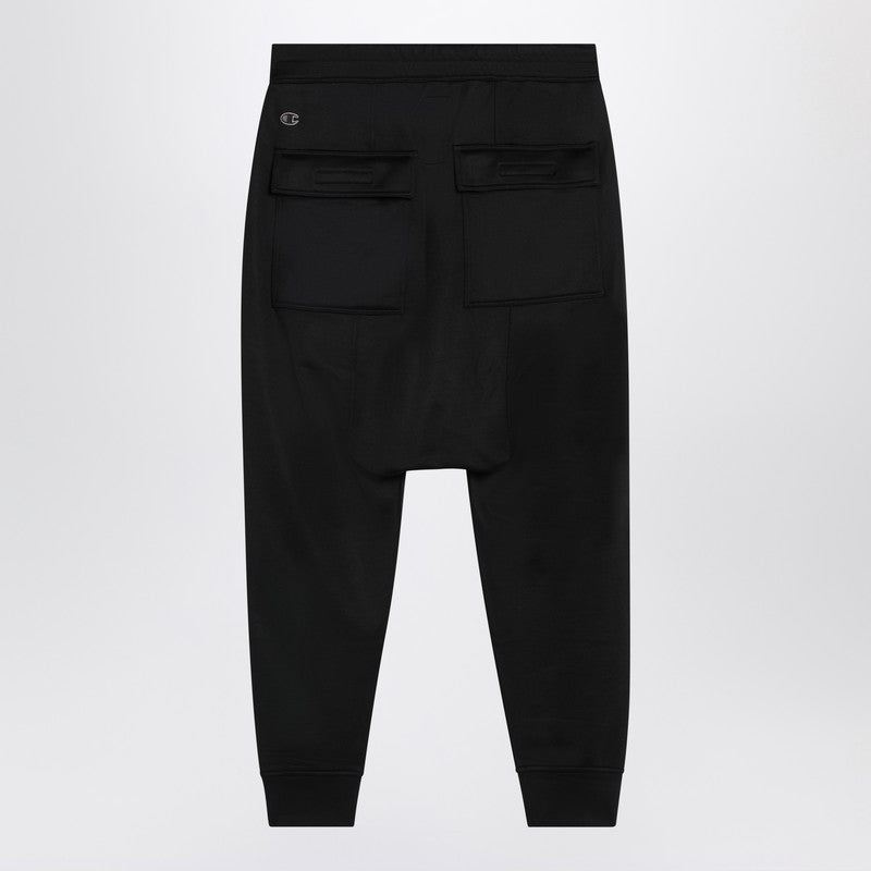 Champion x Rick Owens Black Prisoner Drawstring joggers in nylon cotton