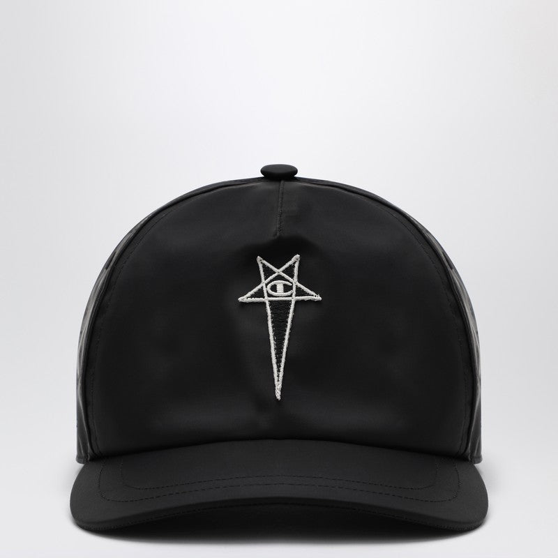 Champion x Rick Owens Black baseball cap in nylon