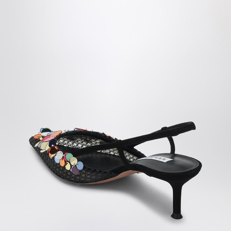 Aquazzura Black Can Can pumps 50 in mesh and suede