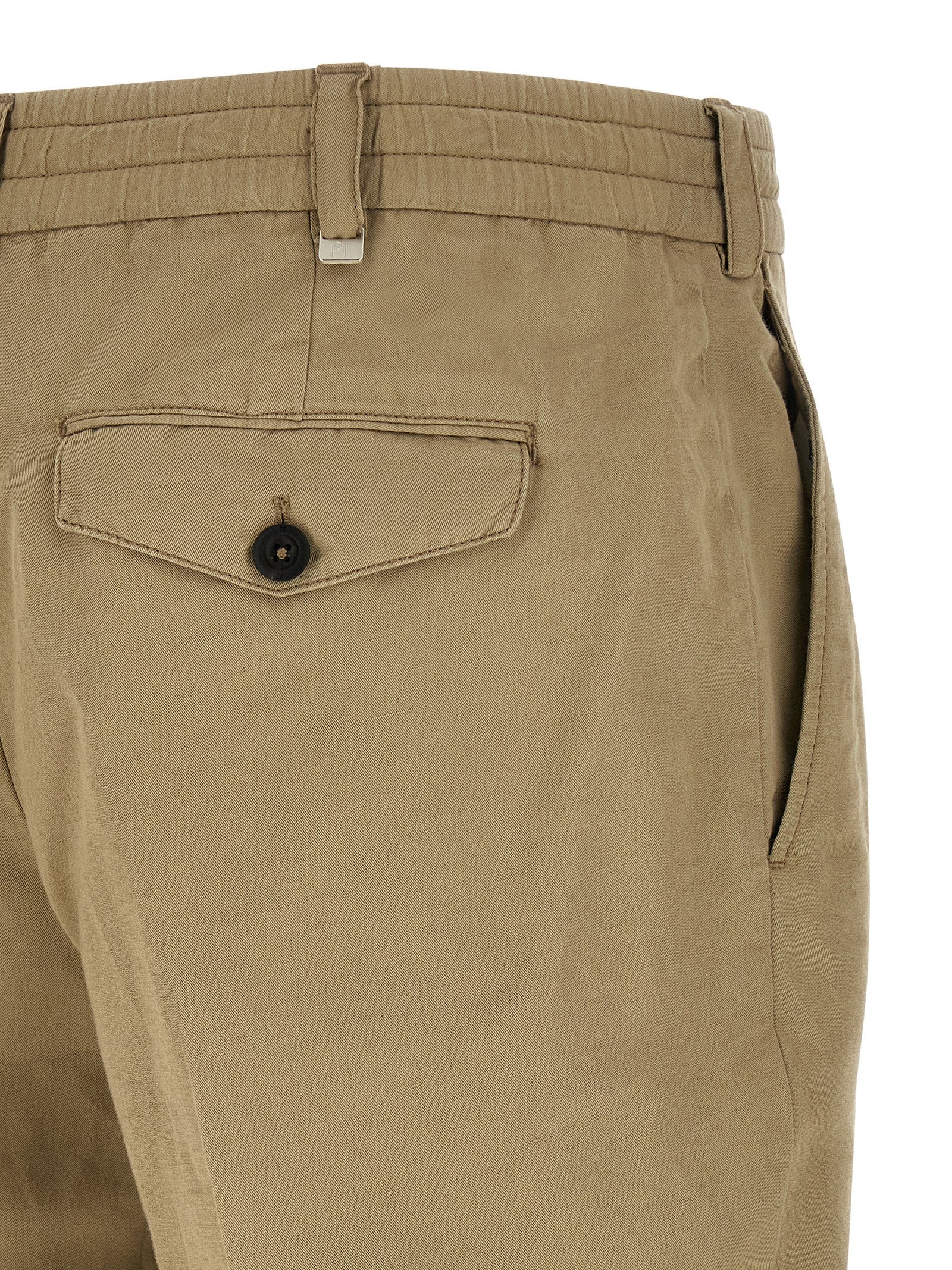 Pt Torino The Rebel Trousers — Beige Cotton-Linen Fit