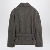 Lemaire Short khaki belted coat in wool blend