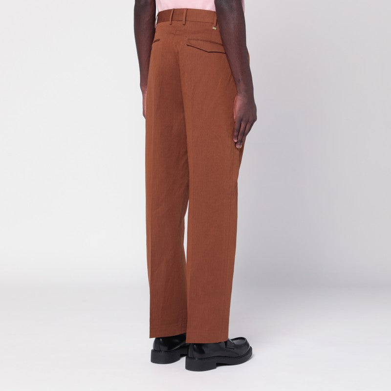 Pantalon en coton et lin marron PT Torino