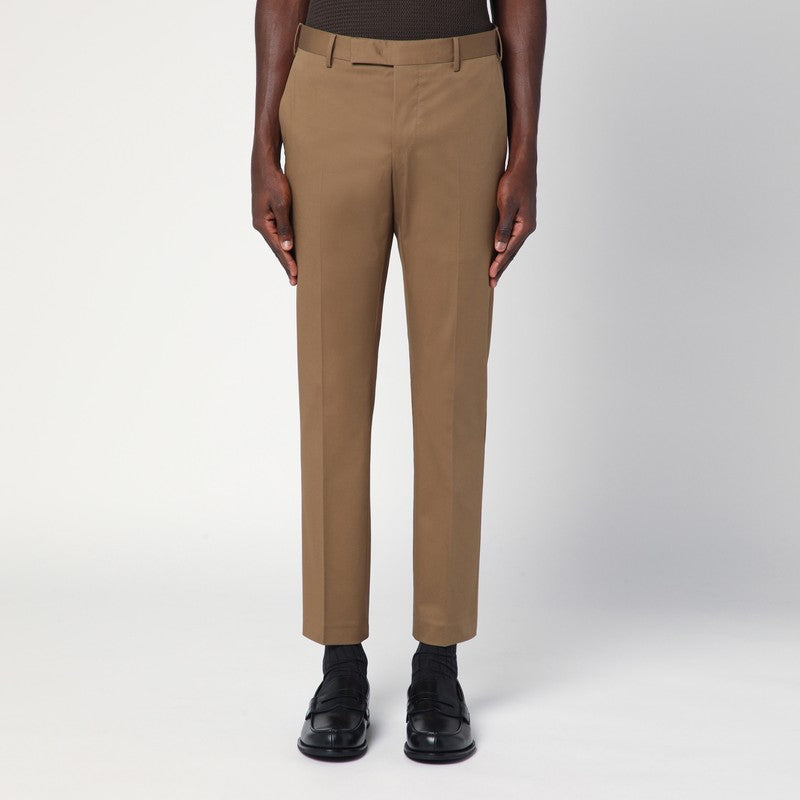 Pantalon slim en coton couleur noisette PT Torino