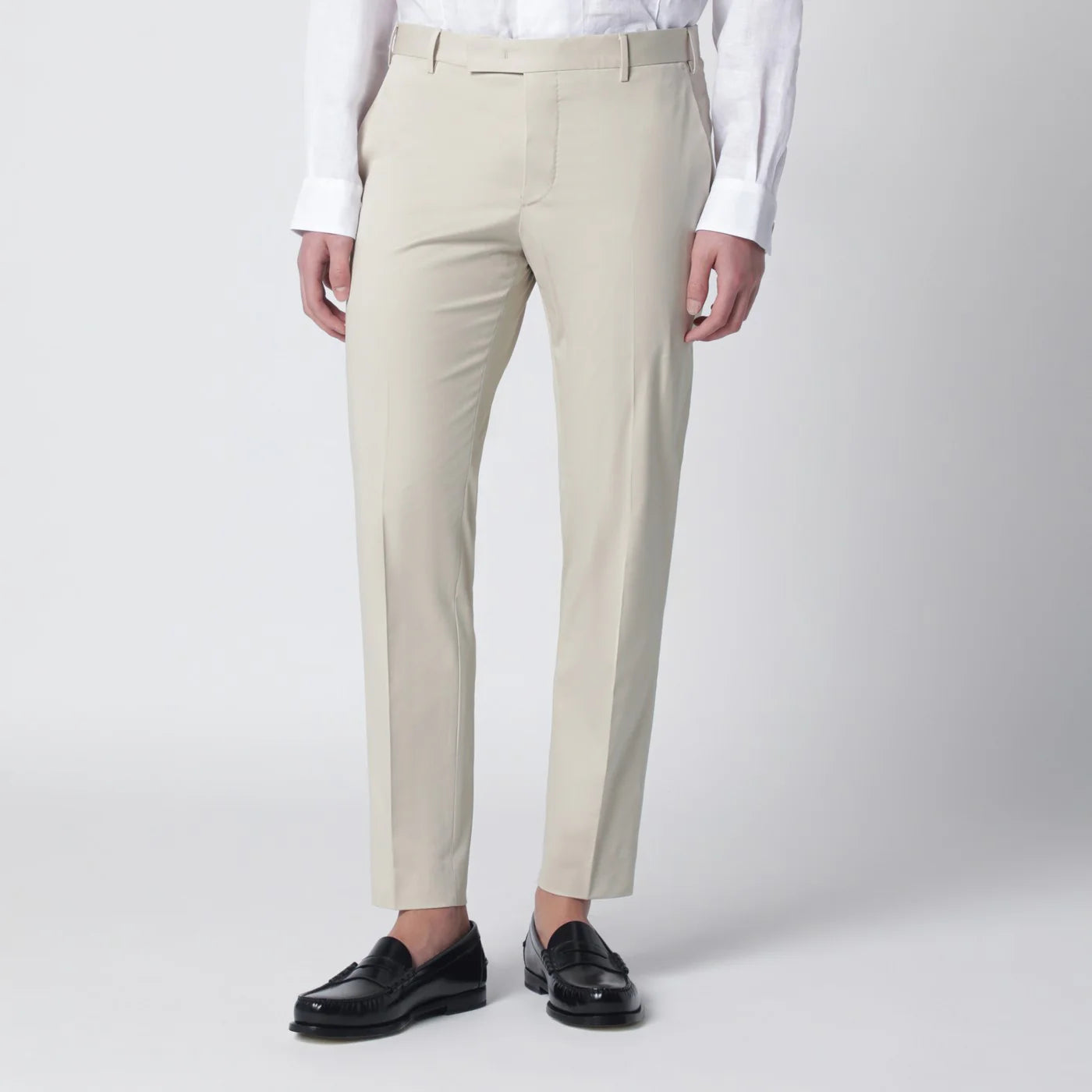 PT Torino Beige slim-fit cotton-blend trousers