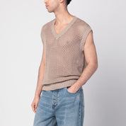Tagliatore Perforated dove grey cotton waistcoat