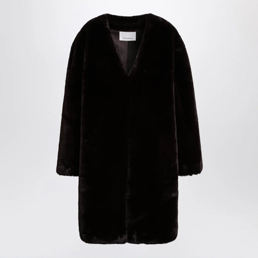 The Frankie Shop Brown Faux-Fur Coat — Wrap Coat