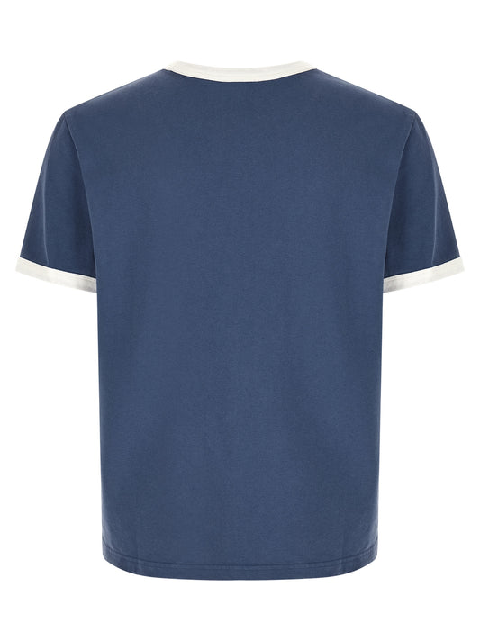 A.p.c. Logo Embroidery T-shirt — Blue Cotton Topwear