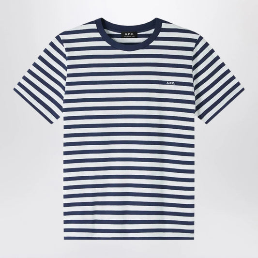 A.P.C. Striped Blue & White Crew-Neck T-Shirt for Men