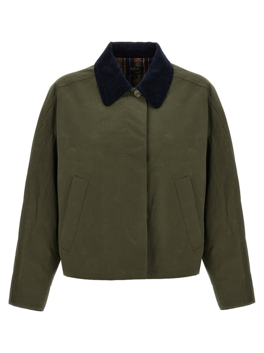 A.p.c. Becca Jacket — Women's Green Jacket, Waterproof Canvas