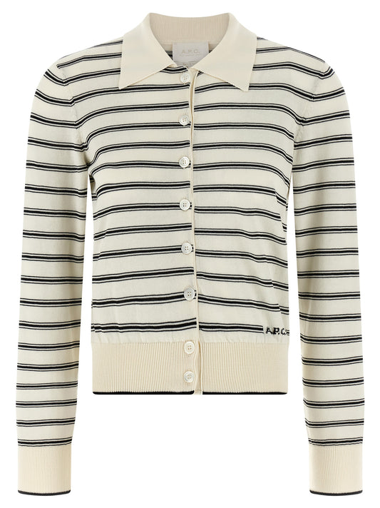 A.p.c. Striped Cardigan Knitwear — Lightweight Cotton (Women's)
