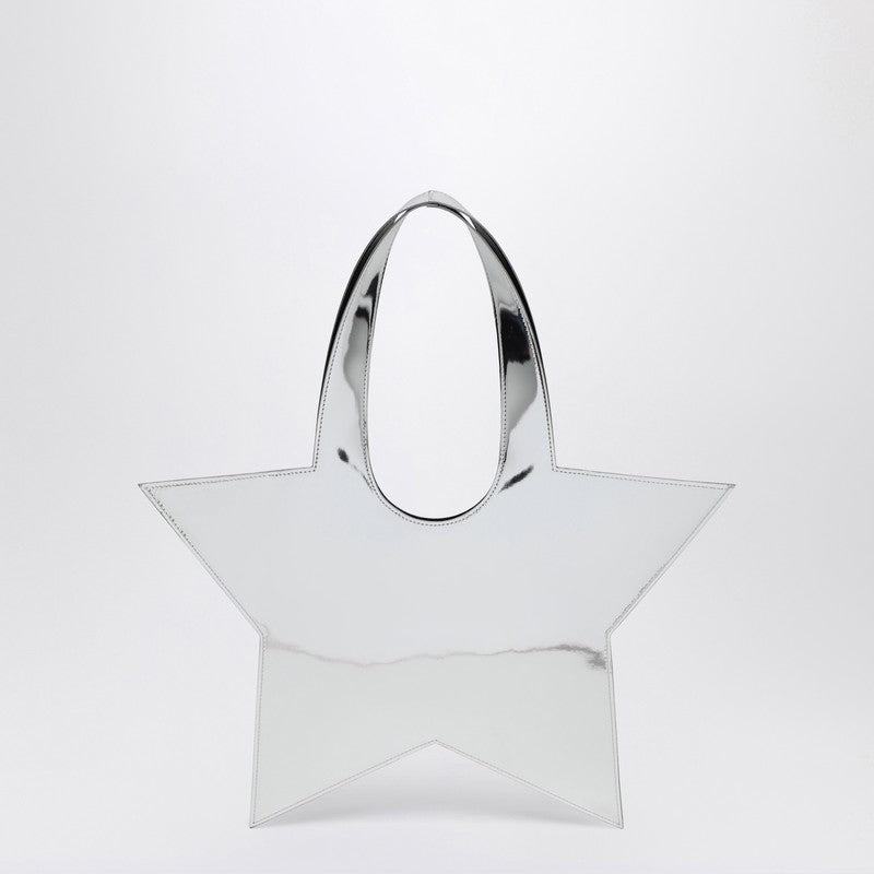 Coperni Mini Star mirrored silver leather tote bag