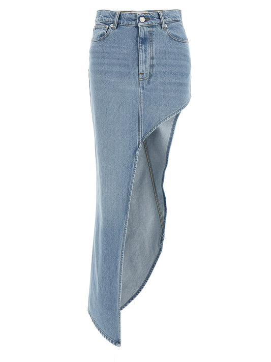 Coperni One‑leg Denim Skirt — Mini Asymmetrical Train