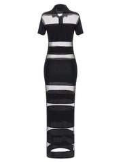 Coperni Striped Sheer Polo Dress — Black | Coperni Dresses