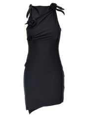 Coperni Asymmetric Flower Mini Dress — Black | Coperni Dresses