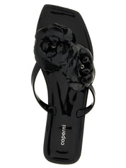Coperni Silicone Flower Flat Sandals — Women's Black