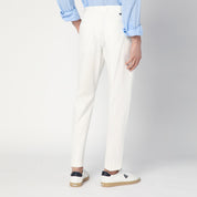 PT Torino white cotton and linen trousers — refined summer tailoring