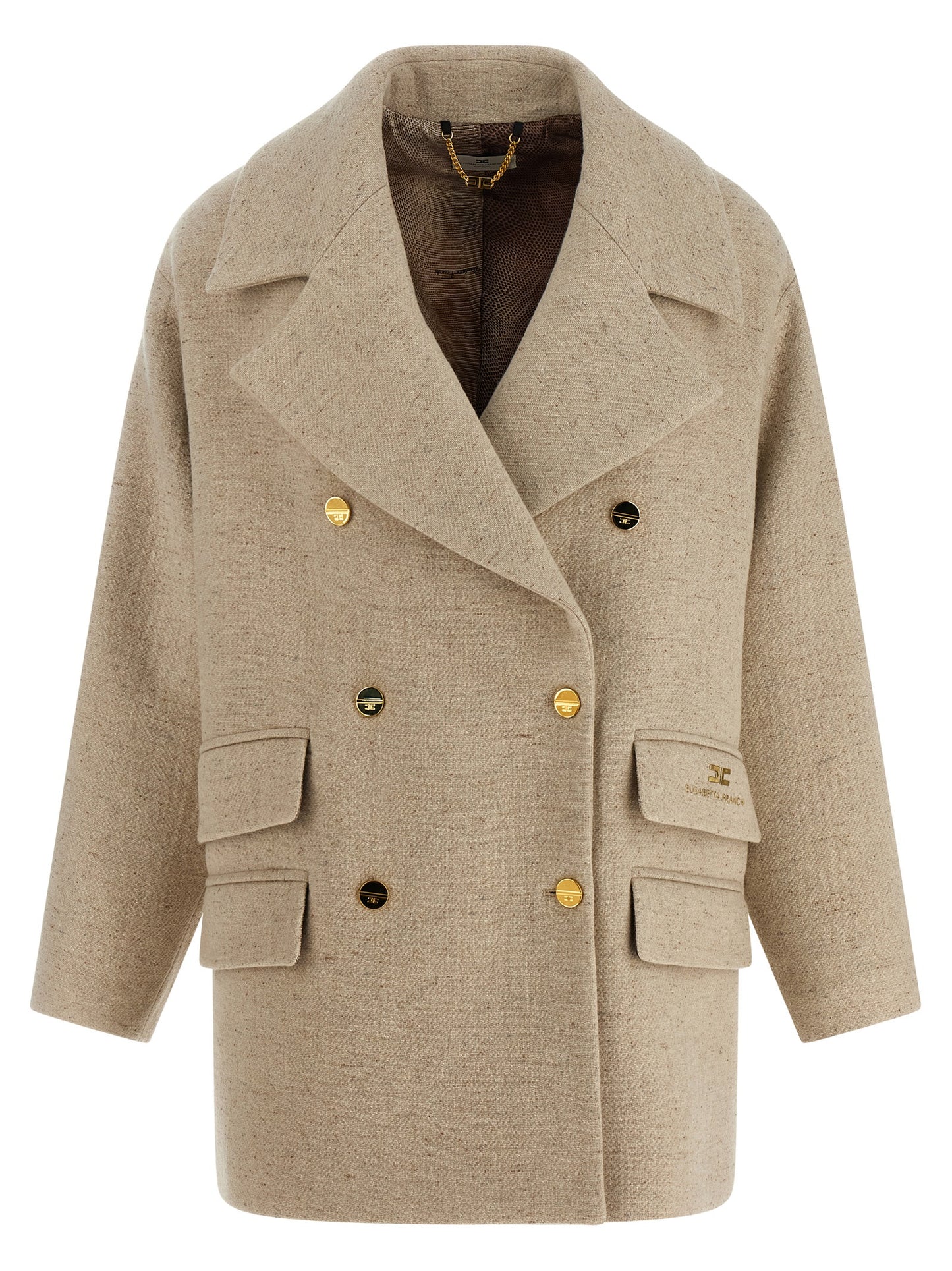 Elisabetta Franchi Double-breasted Coat — Beige, €990