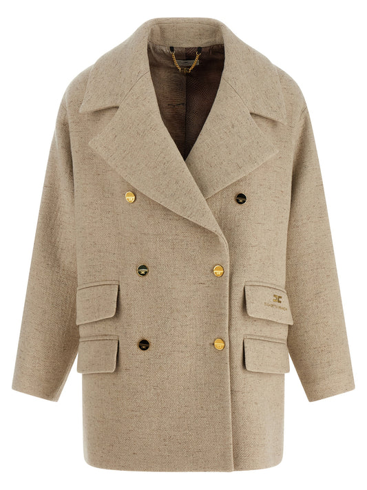 Elisabetta Franchi Double-breasted Coat — Beige, €990