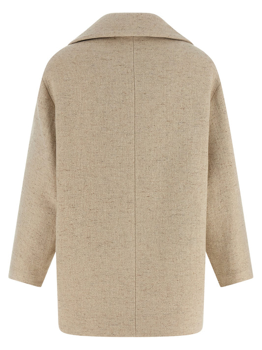 Elisabetta Franchi Double-breasted Coat — Beige, €990