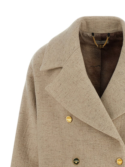 Elisabetta Franchi Double-breasted Coat — Beige, €990