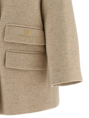 Elisabetta Franchi Double-breasted Coat — Beige, €990