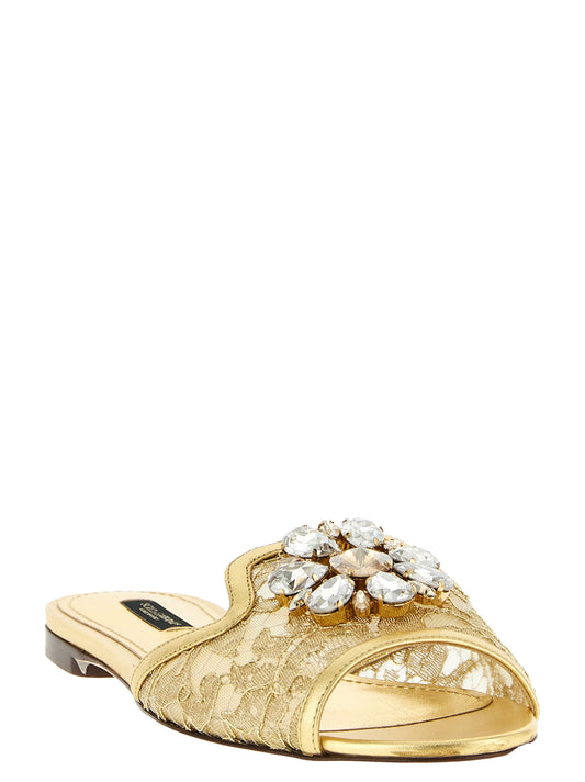 Dolce & Gabbana Taormina Sandals — Gold Lace Jewel