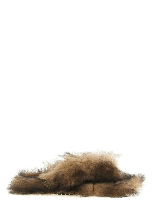 Dolce & Gabbana Sheepskin Sandals — Women’s Brown Sandals