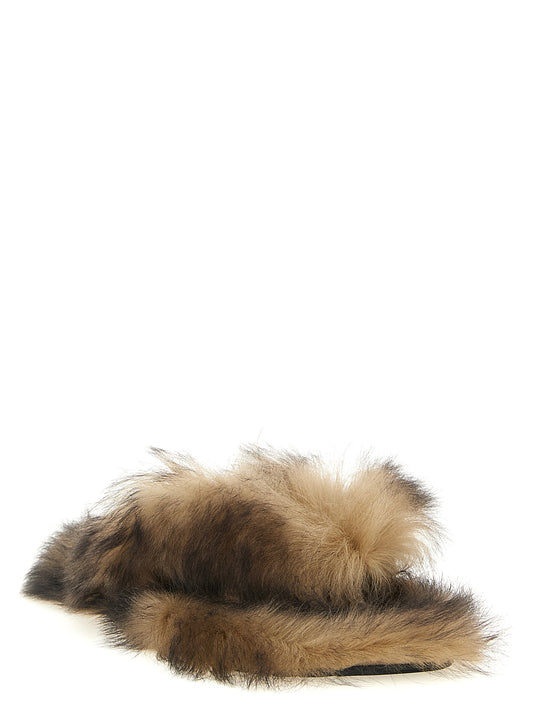 Dolce & Gabbana Sheepskin Sandals — Women’s Brown Sandals