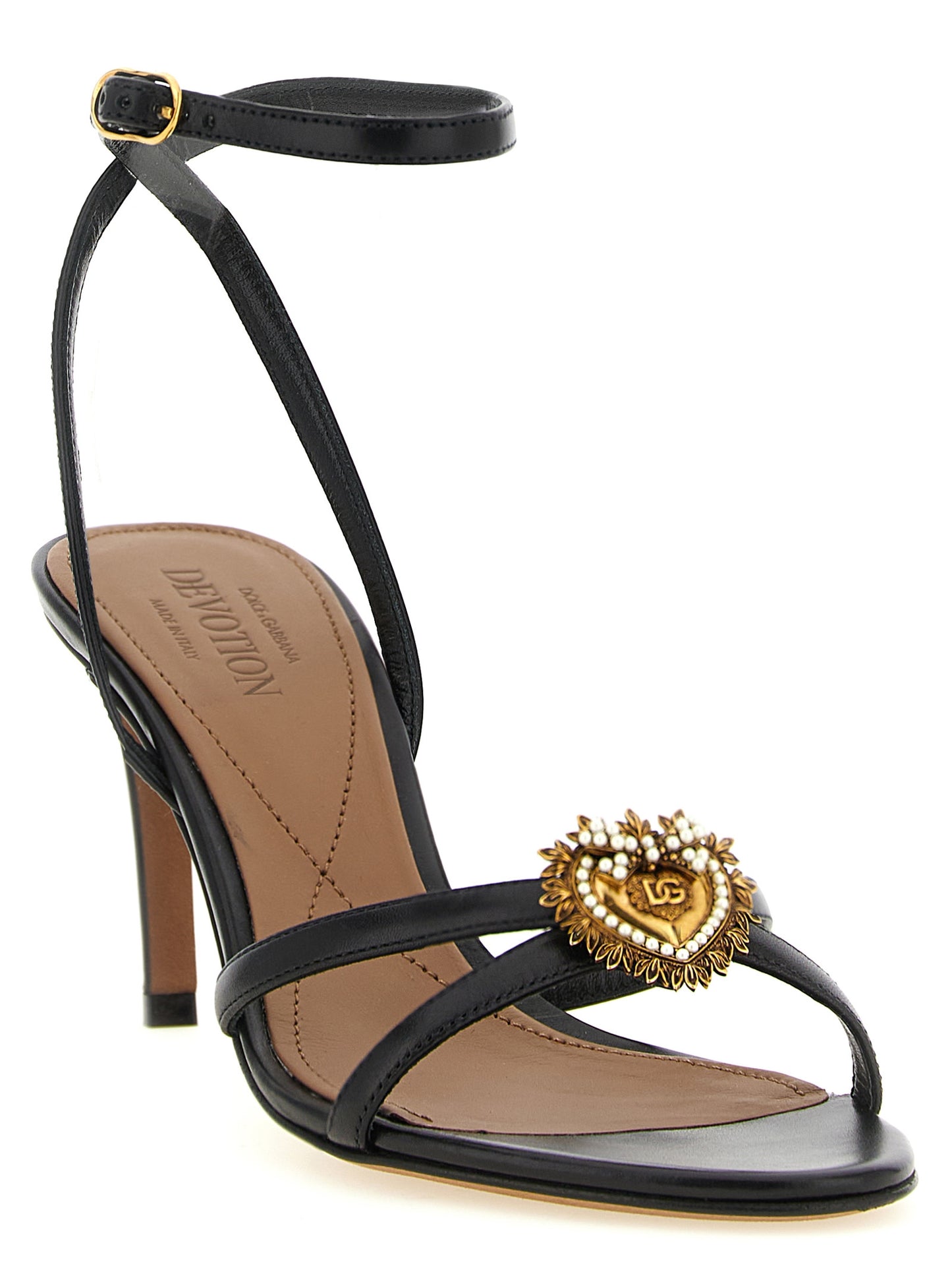 Dolce & Gabbana Devotion Sandals — Black Calf Leather