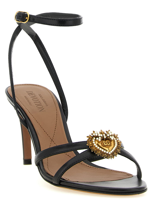 Dolce & Gabbana Devotion Sandals — Black Calf Leather