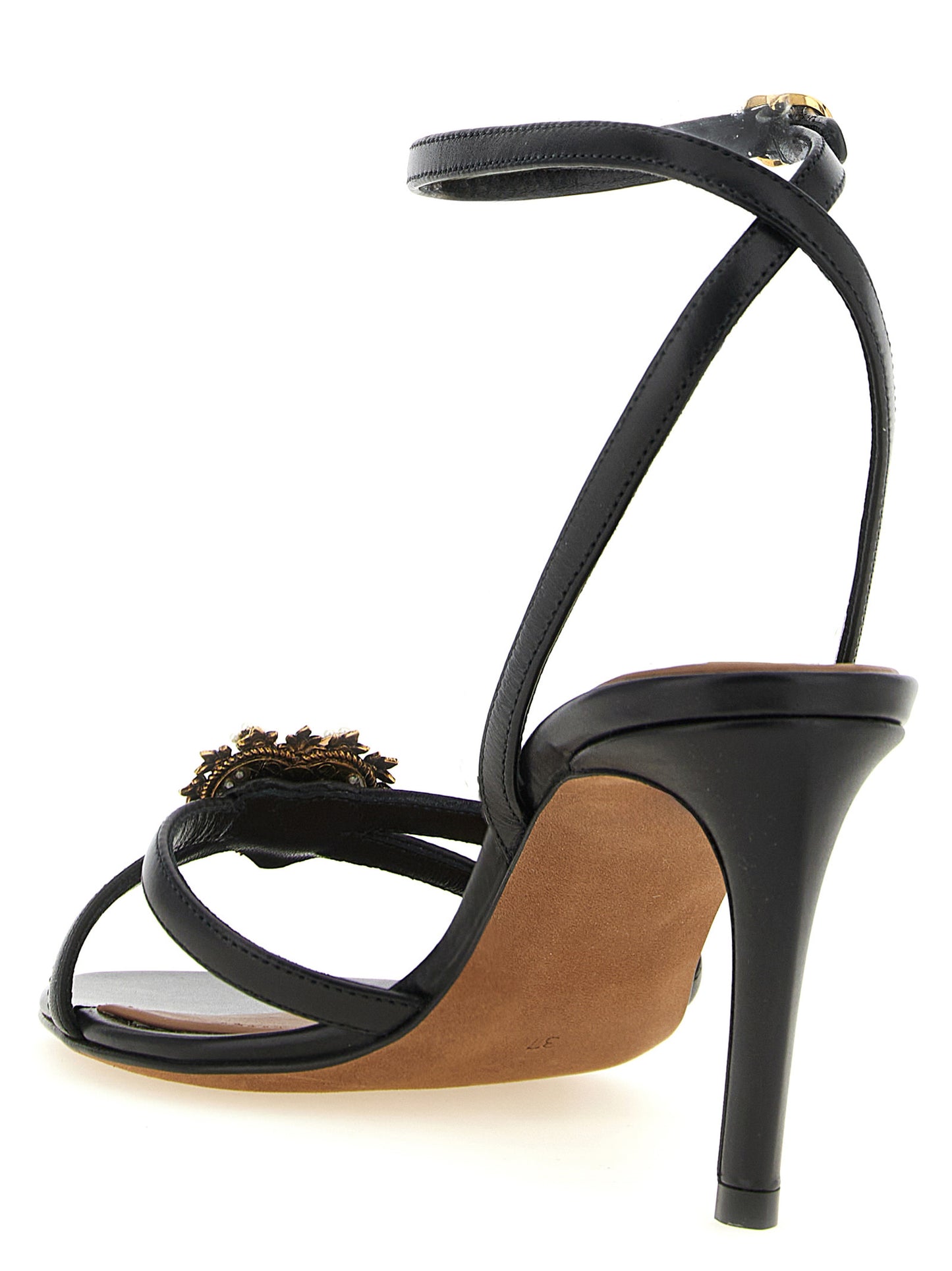 Dolce & Gabbana Devotion Sandals — Black Calf Leather