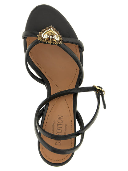 Dolce & Gabbana Devotion Sandals — Black Calf Leather